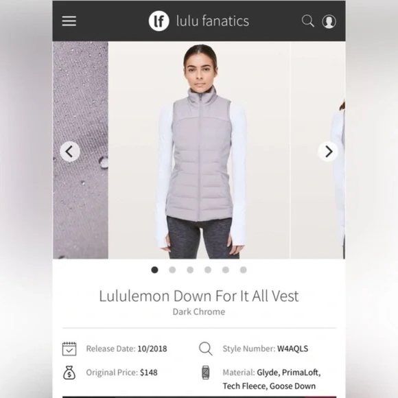 Lululemon Down For It All Vest Size 8 - Picture 4 of 10